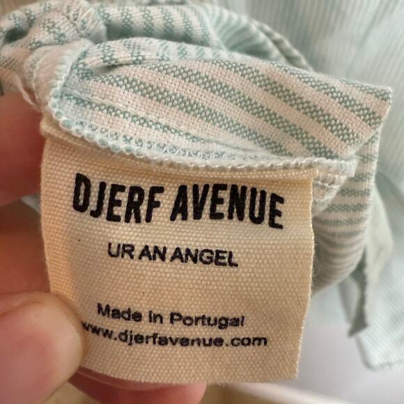 Djer Avenue Breezy Shirt Green Stripe 100% Organic Cotton - Picture 7 of 8